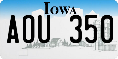 IA license plate AOU350