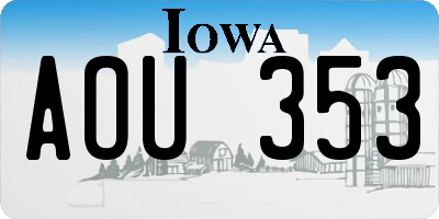 IA license plate AOU353