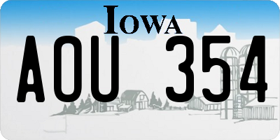 IA license plate AOU354