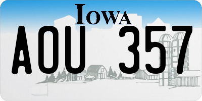 IA license plate AOU357