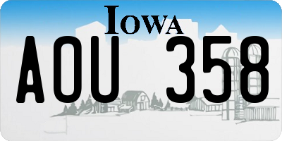 IA license plate AOU358