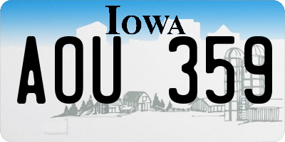 IA license plate AOU359
