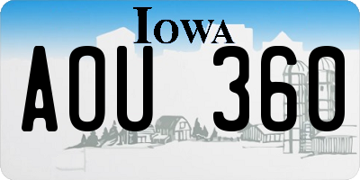 IA license plate AOU360