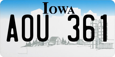 IA license plate AOU361