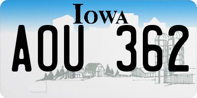 IA license plate AOU362