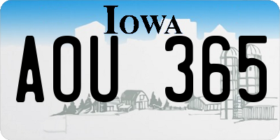 IA license plate AOU365