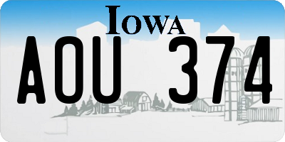 IA license plate AOU374