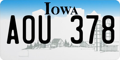 IA license plate AOU378