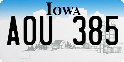 IA license plate AOU385