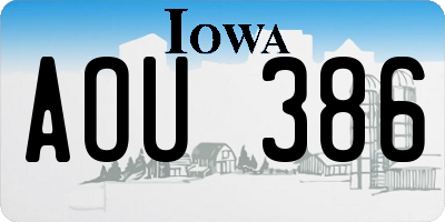 IA license plate AOU386