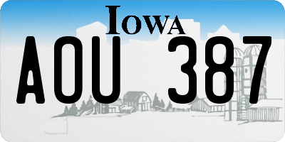 IA license plate AOU387