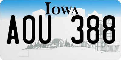 IA license plate AOU388
