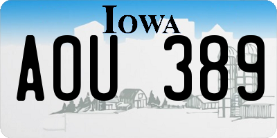IA license plate AOU389