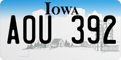 IA license plate AOU392