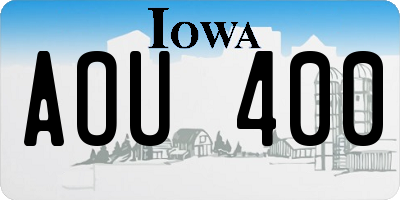 IA license plate AOU400
