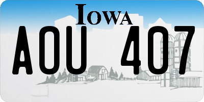 IA license plate AOU407