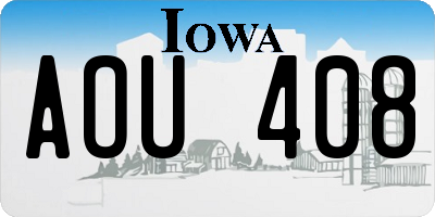 IA license plate AOU408