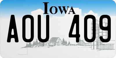 IA license plate AOU409