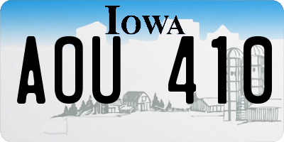IA license plate AOU410
