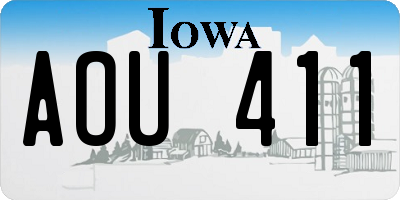 IA license plate AOU411