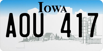 IA license plate AOU417