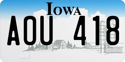 IA license plate AOU418