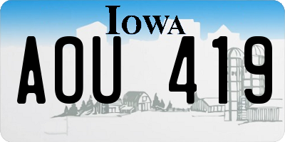 IA license plate AOU419