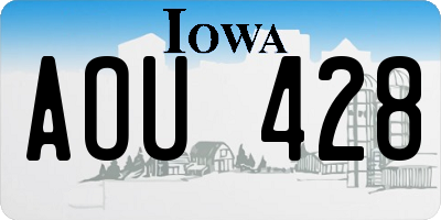 IA license plate AOU428