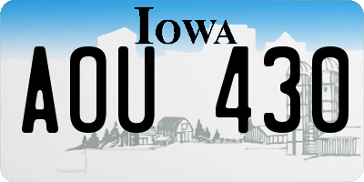 IA license plate AOU430
