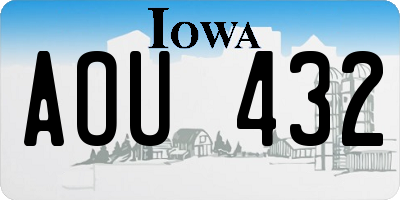IA license plate AOU432