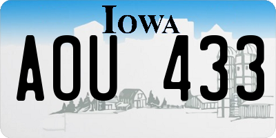 IA license plate AOU433