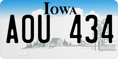 IA license plate AOU434