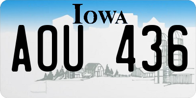 IA license plate AOU436