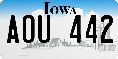 IA license plate AOU442