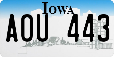 IA license plate AOU443
