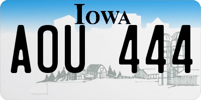 IA license plate AOU444