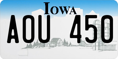 IA license plate AOU450