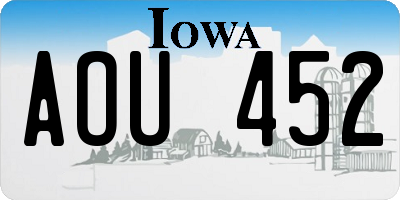 IA license plate AOU452