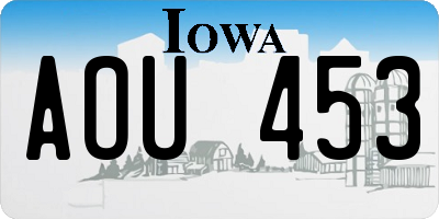 IA license plate AOU453