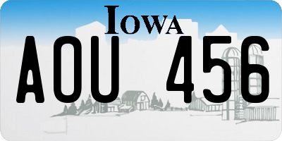 IA license plate AOU456