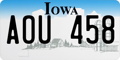IA license plate AOU458