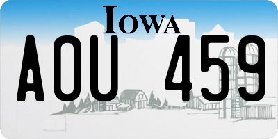 IA license plate AOU459