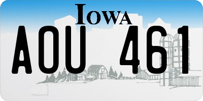 IA license plate AOU461