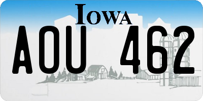 IA license plate AOU462