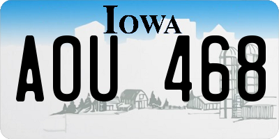 IA license plate AOU468