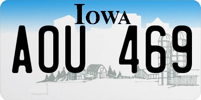 IA license plate AOU469