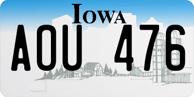 IA license plate AOU476