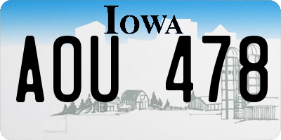 IA license plate AOU478