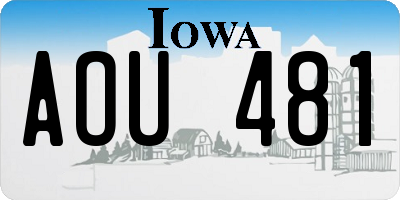 IA license plate AOU481
