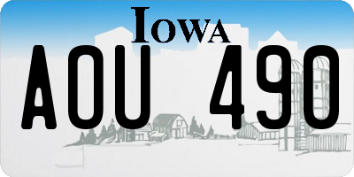 IA license plate AOU490